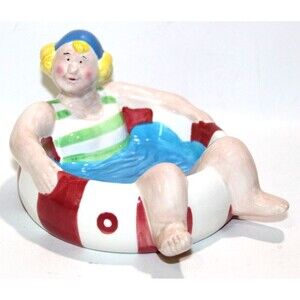 Boston Warehouse Bathing Beauty Trinket Dish Bowl Ceramic 7x6 in